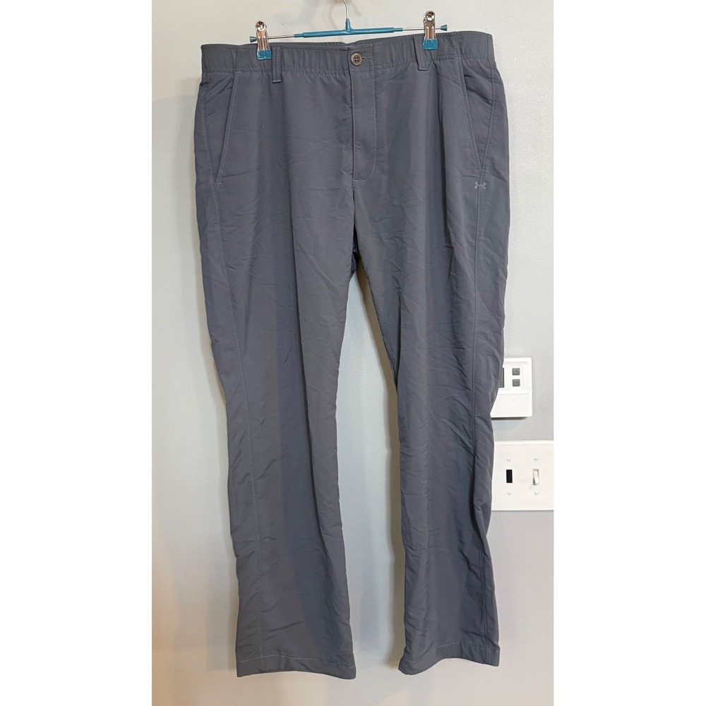 Under Armour Men's Gray Golf Pants Size 38x30 Flat Front Athletic Fit